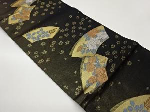 地紙に菊・牡丹・桔梗模様織出し袋帯